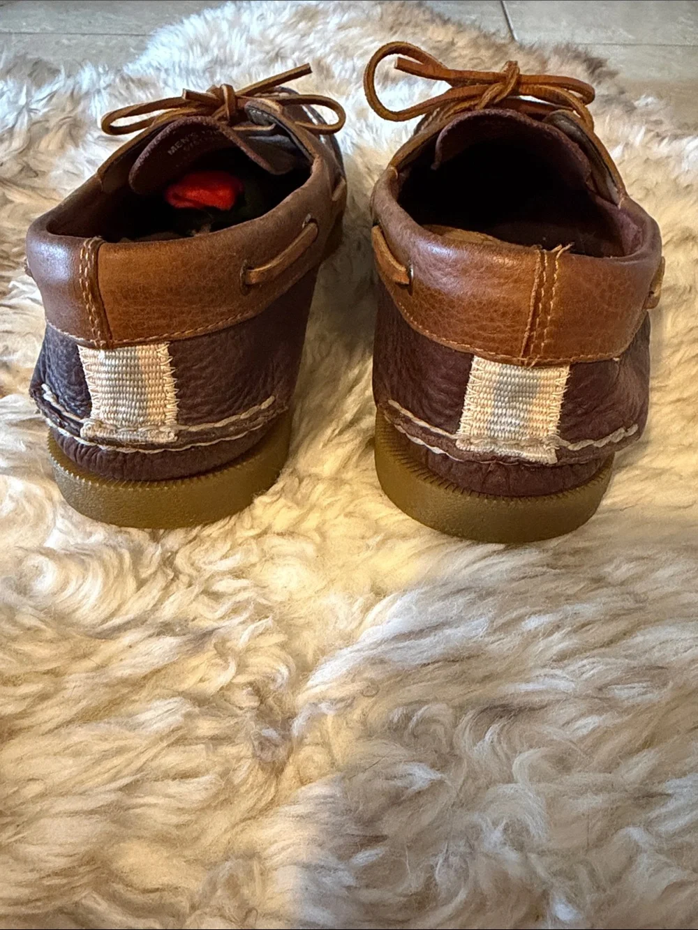 Sperry top sider Men's Two-Tone Brown Leather Boat Shoes slip ons hamptons 12